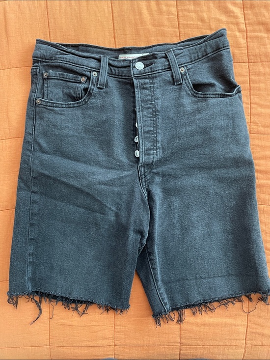 Levi's Pants - Levi's Black High-Rise Frayed Hem Denim Shorts